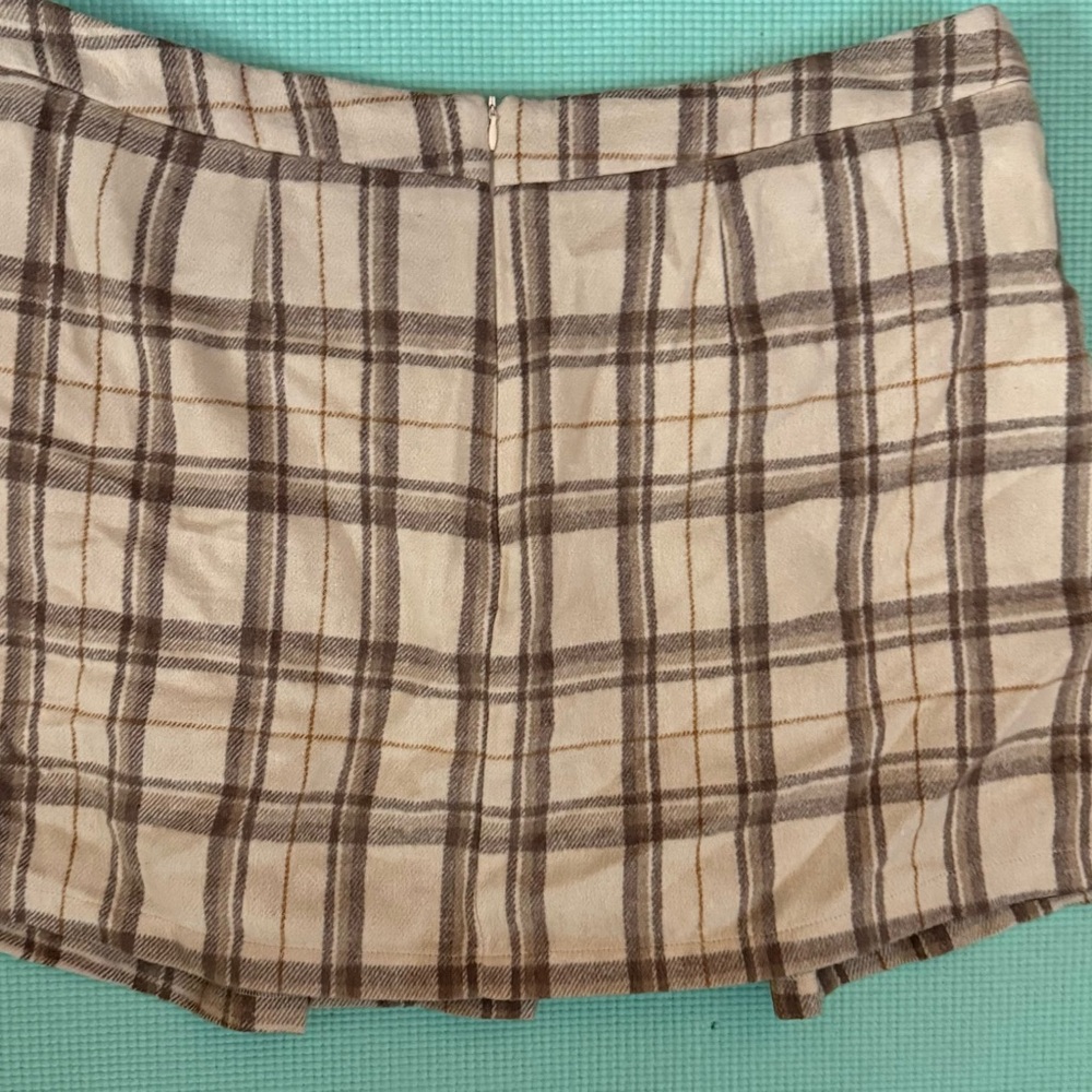 Plaid Tan and Brown Women's Skort